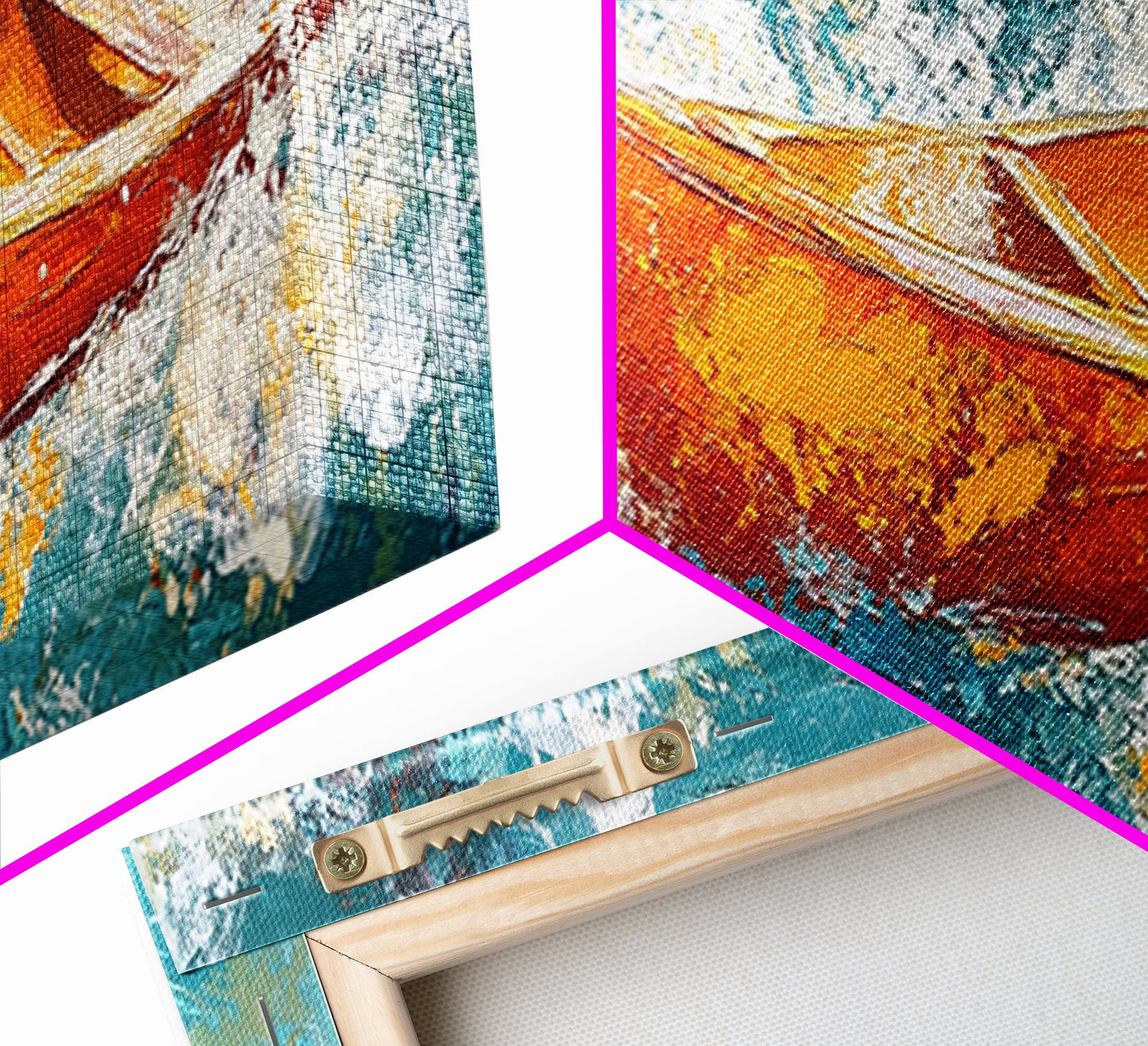 Boot in Wellen, Küstenwandbild, nautische Malerei, extra breites Querformatbild, Meeresdeko, Landhauskunst, gerahmter Leinwanddruck