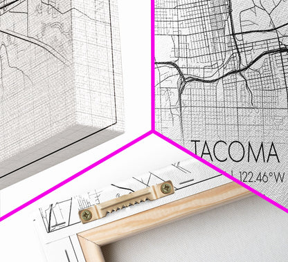 Stadtplan von Tacoma, Washington-Kunst, Kartendruck, Moderne Wandkunst, Wandbild, Leinwandbild, Geschenkidee für Zuhause, Wanddekoration im Landhausstil, Stadtwandkunst