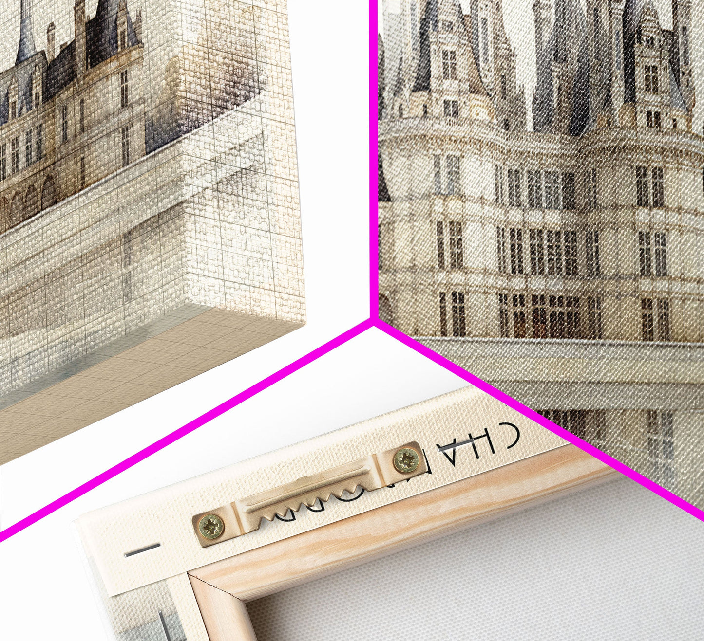 Château de Chambord Travel Poster Print, Framed Canvas Print, COUNTRY Travel Art, Wood Framed Art, Wall Hanging, Home Decor