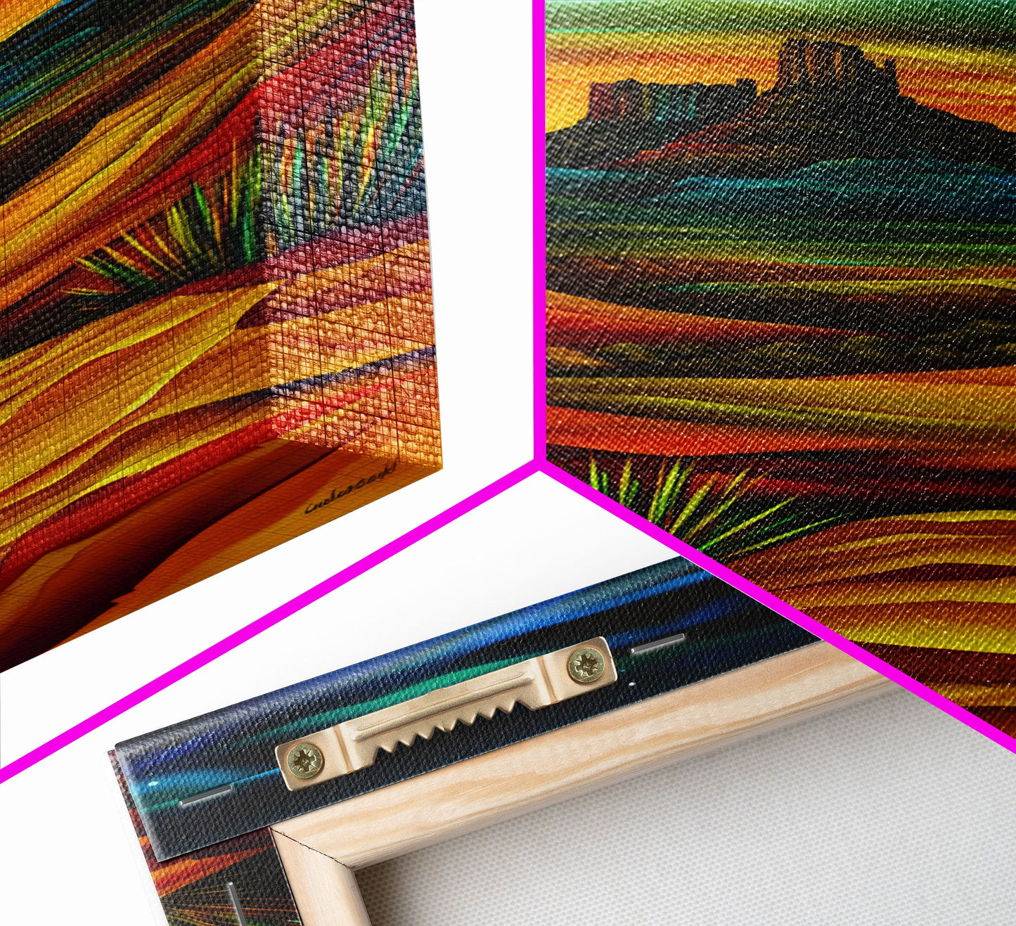 Dramatic Desert Landscape - Vibrant Western Art, Framed Canvas Print, Living Room Decor, Desert Painting, Colorful Wall Art