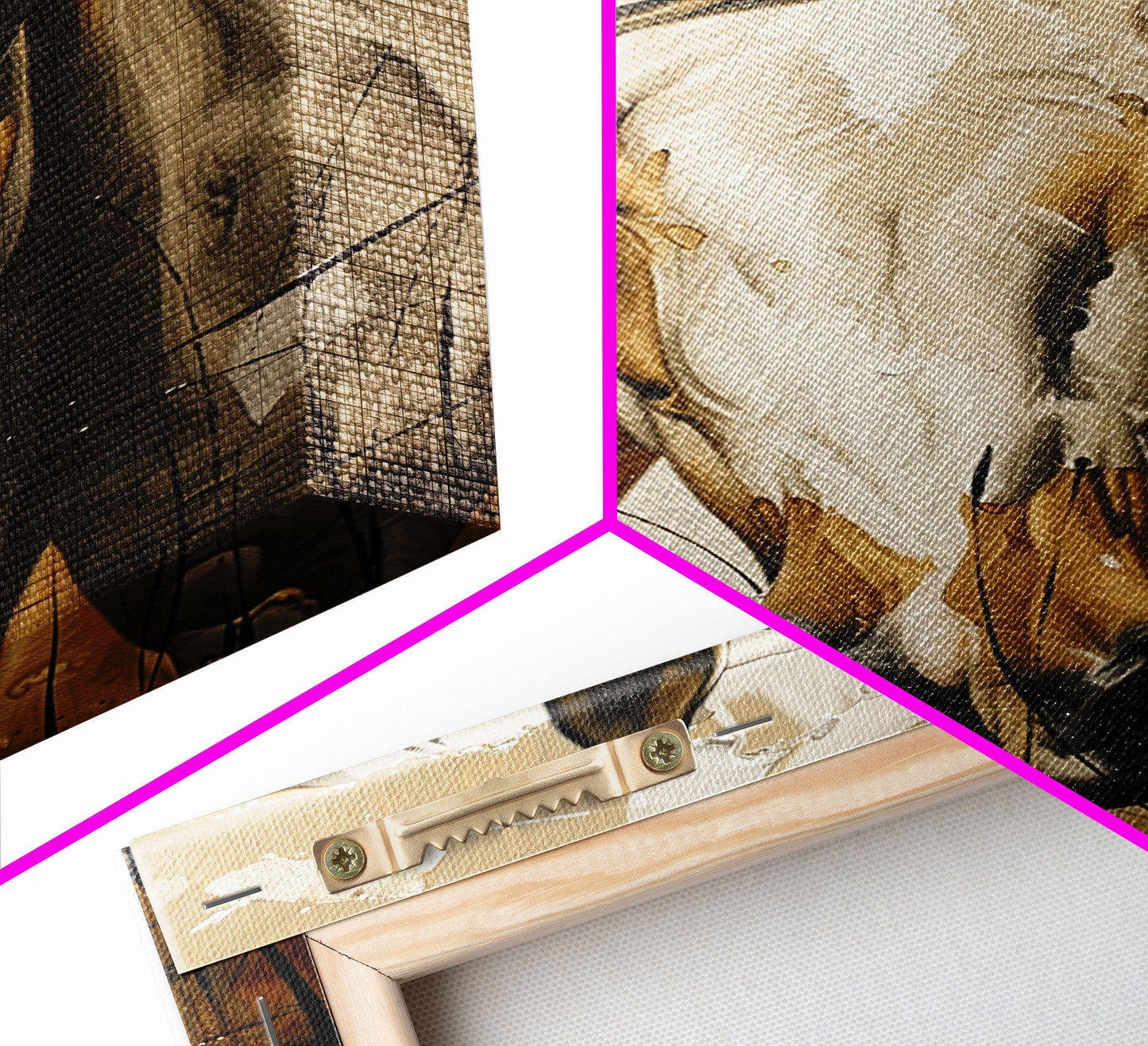 Realistic Horse Portrait with Warm Background - Framed Canvas Print, Equine Art, Living Room Wall Decor, Bedroom Horse Art Print