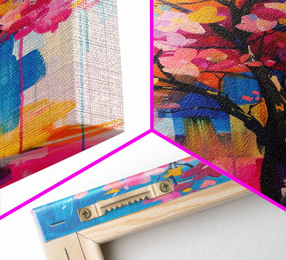 Blossom Tree in Bloom Framed Canvas Print - Nature Wall Art, Living Room Decor, Modern Artwork, Unique Floral Art for Bedroom and Office