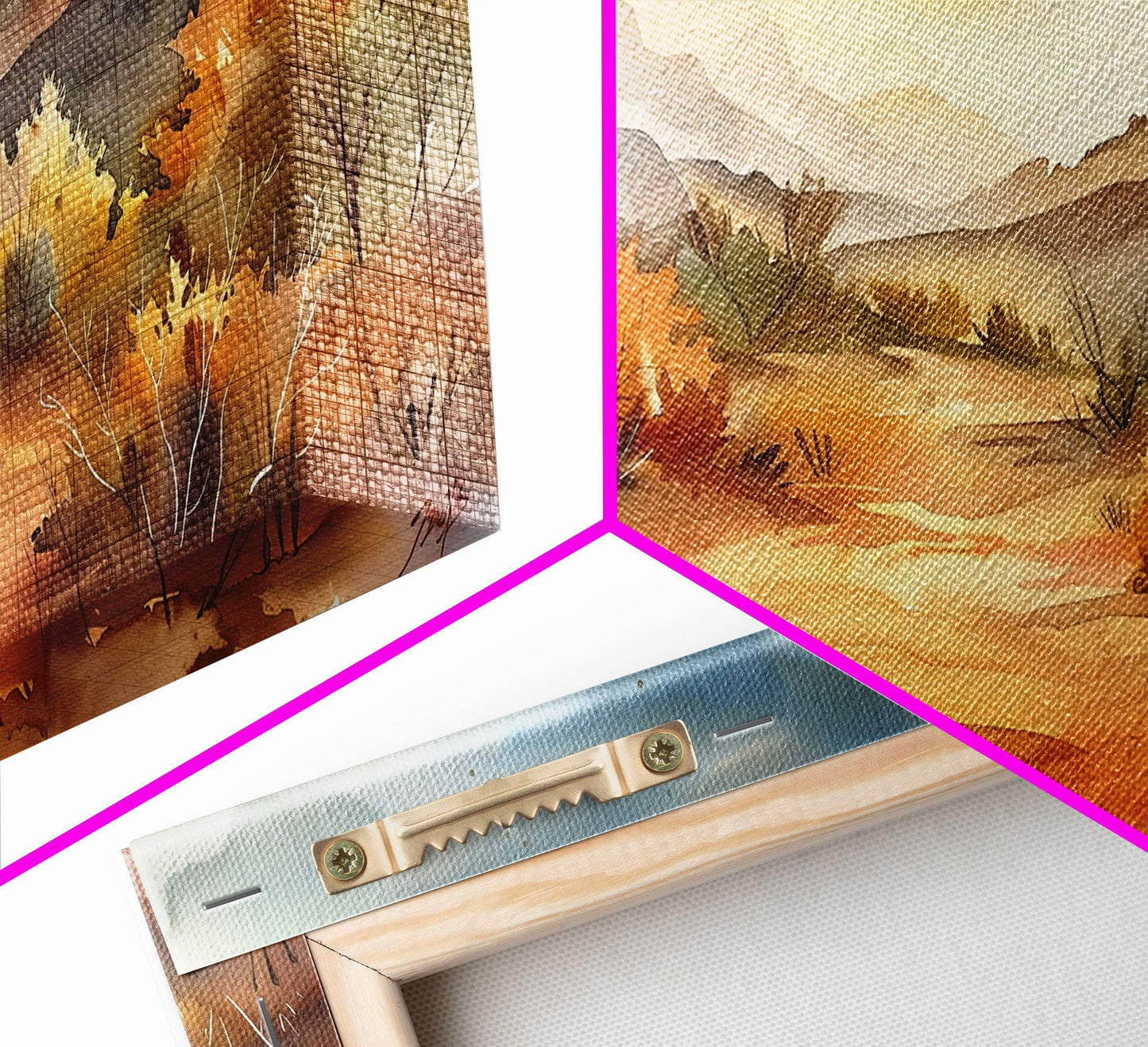 Serene Desert Landscape with Mountains and Sunlit Sky, Perfect Framed Canvas Print for Living Room, Boho Wall Art, Nature Decor