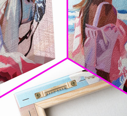 Elegant Cowgirl on Horse by the Shore, Beautiful Framed Canvas Print, Ideal for Coastal Living Room Art, Beach Bedroom Decor, Horse Wall Art