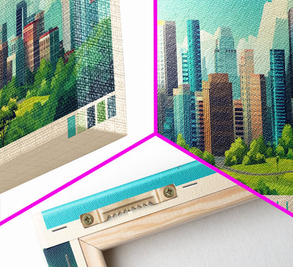 Brazzaville, Republic of the Congo Panoramic Travel Poster Canvas Print, Brazzaville, Republic of the Congo Painting, Republic of the Congo Art, Brazzaville Travel Art, Living Room Painting