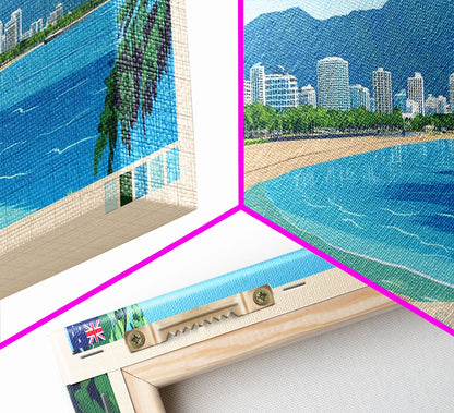 Panoramic Travel Poster Cairns, Australia Canvas Print, Cairns, Australia Painting, Australia Art, Cairns Travel Art, Guest Room Painting