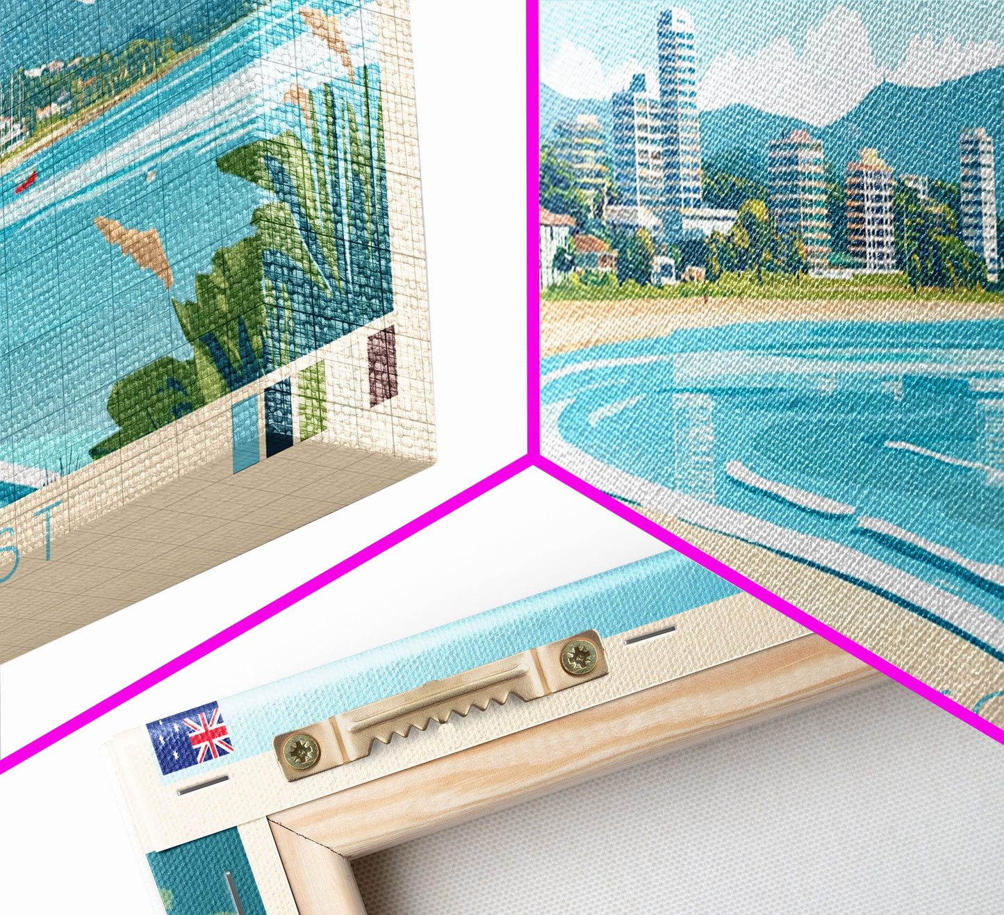 Central Coast, Australia Panoramic Travel Poster Canvas Print, Central Coast, Australia Painting, Australia Art, Central Coast Panoramic Travel Art, Travel Painting