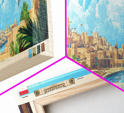 Damanhur, Egypt Panoramic Travel Poster Canvas Print, Damanhur, Egypt Painting, Egypt Art, Damanhur Travel Art, Guest Room Painting