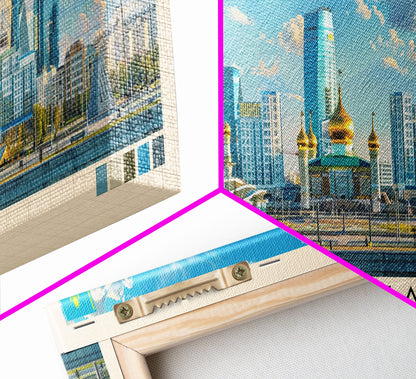 Astana, Kazakhstan Panoramic Canvas Print, Astana, Kazakhstan Painting, Kazakhstan Art, Astana Travel Poster, Travel Art, Vacation Gift