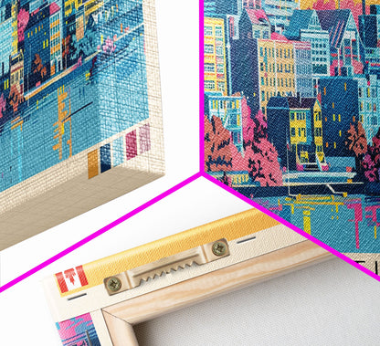 Chicoutimi, Canada Panoramic Canvas Print, Chicoutimi, Canada Painting, Canada Art, Chicoutimi Travel Poster, Travel Art, Guest Room Painting