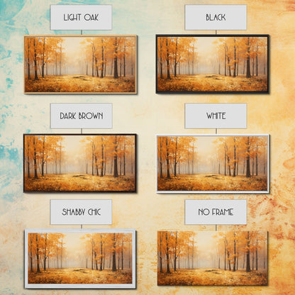 Fall Decor Framed Canvas Print | Trees With Falling Leaves | Fall Wedding Decor | Fall Home Decor | Fall Wall Decor | Rustic Fall Decor