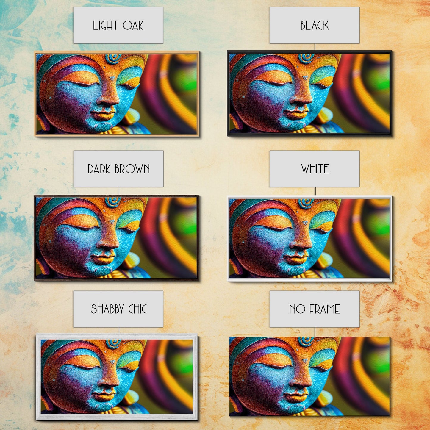 Colorful Buddha Canvas Wall Art, Framed Canvas Print, Buddhism Print, Yoga, Zen Wall Art, Buddha Decor