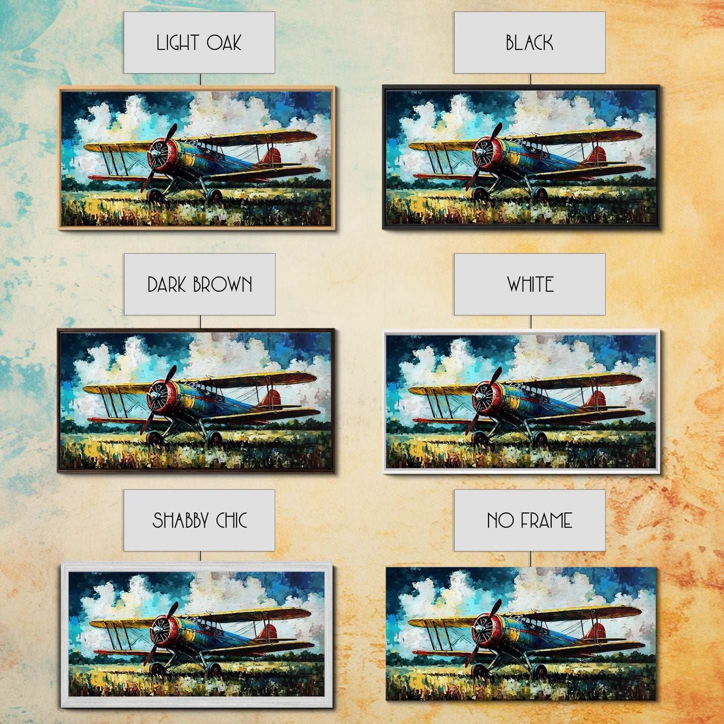 Aeroplane Art, Antique Airplane Painting Canvas Print, Framed Canvas Art, Above Sofa Art, Gift for RC Plane Pilot, Retro Plane Art