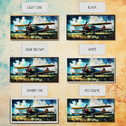 Aeroplane Art, Antique Airplane Painting Canvas Print, Framed Canvas Art, Above Sofa Art, Gift for RC Plane Pilot, Retro Plane Art