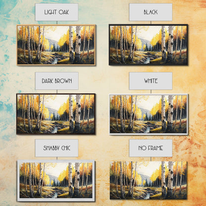 Birch Tree Wall Art, Nursery Forest, Framed Forest Canvas Print, Birch Trees, Watercolor, Landscape Forest Art