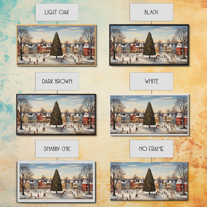 Christmas Tree In Town Square Framed Christmas Wall Art - Framed Christmas Art - Canvas Art - St. Nicholas - Winter Wonderland Centerpiece