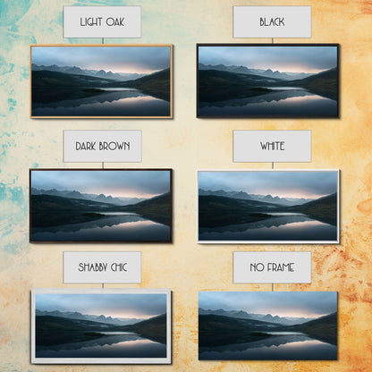 Calm Reflection Of A Lake and Mountains, ready to hang canvas print wall art, Lakehouse Cabin Wall Decor