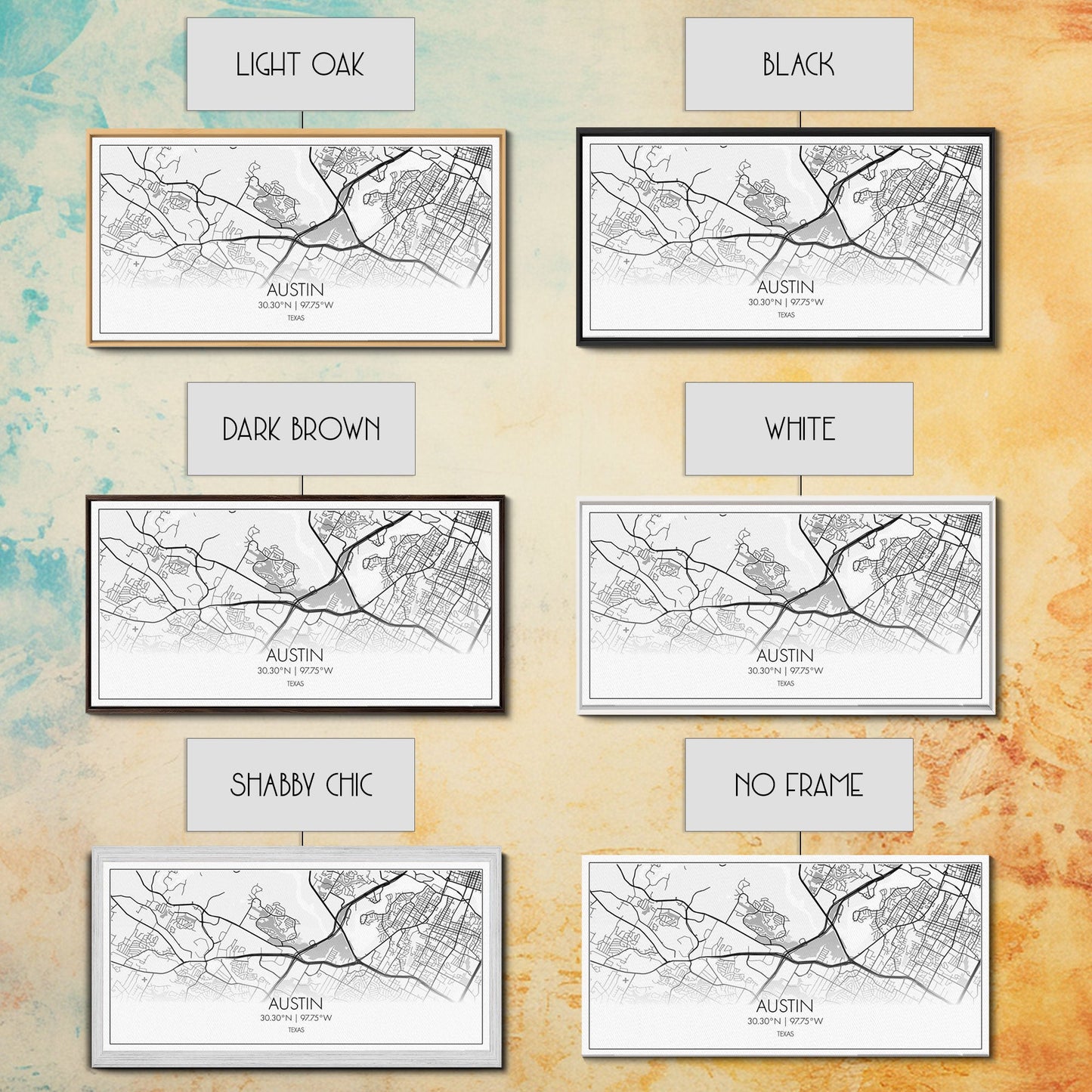 Austin Street Map, Texas Map, Map Print, Modern Art, Wall Art, Canvas Print, Teen Girl Room Décor, Gift For Coworker, Bookshelf Décor