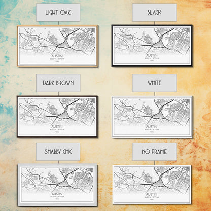 Austin Street Map, Texas Map, Map Print, Modern Art, Wall Art, Canvas Print, Teen Girl Room Décor, Gift For Coworker, Bookshelf Décor