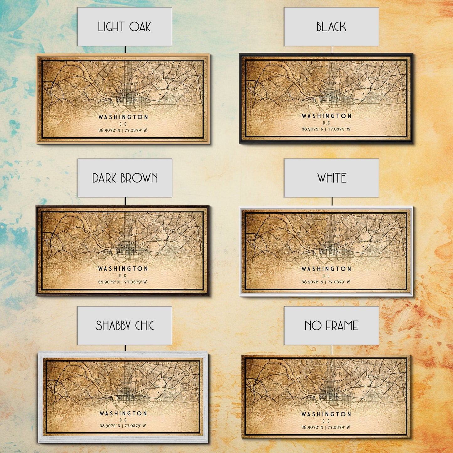 Vintage Washington map print poster or framed canvas | Washington dc city map print poster canvas | District of Columbia print poster canvas