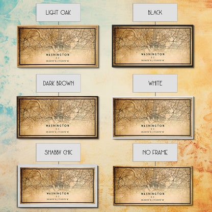 Vintage Washington map print poster or framed canvas | Washington dc city map print poster canvas | District of Columbia print poster canvas