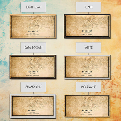 Budapest Hungary map print poster or framed canvas, Budapest map print poster canvas, Budapest map print poster canvas, Vintage Travel Art