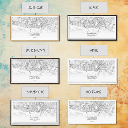 Stadtplan von Hamburg, Deutschlandkarte, Kartenkunst, Minimalistische Kunst, Wandbild, Leinwandbild, Europa-Wandbild, Geschenkideen für Väter, Wandbild fürs Büro, Einzigartige Kunst