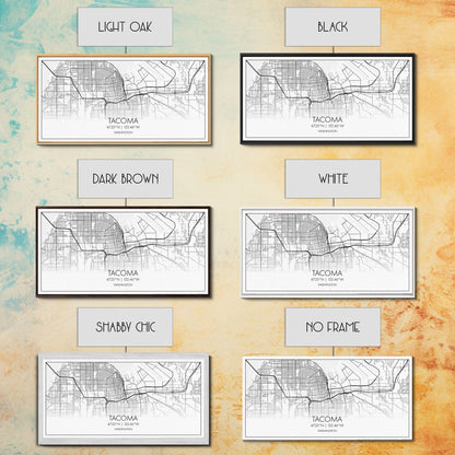 Stadtplan von Tacoma, Washington-Kunst, Kartendruck, Moderne Wandkunst, Wandbild, Leinwandbild, Geschenkidee für Zuhause, Wanddekoration im Landhausstil, Stadtwandkunst