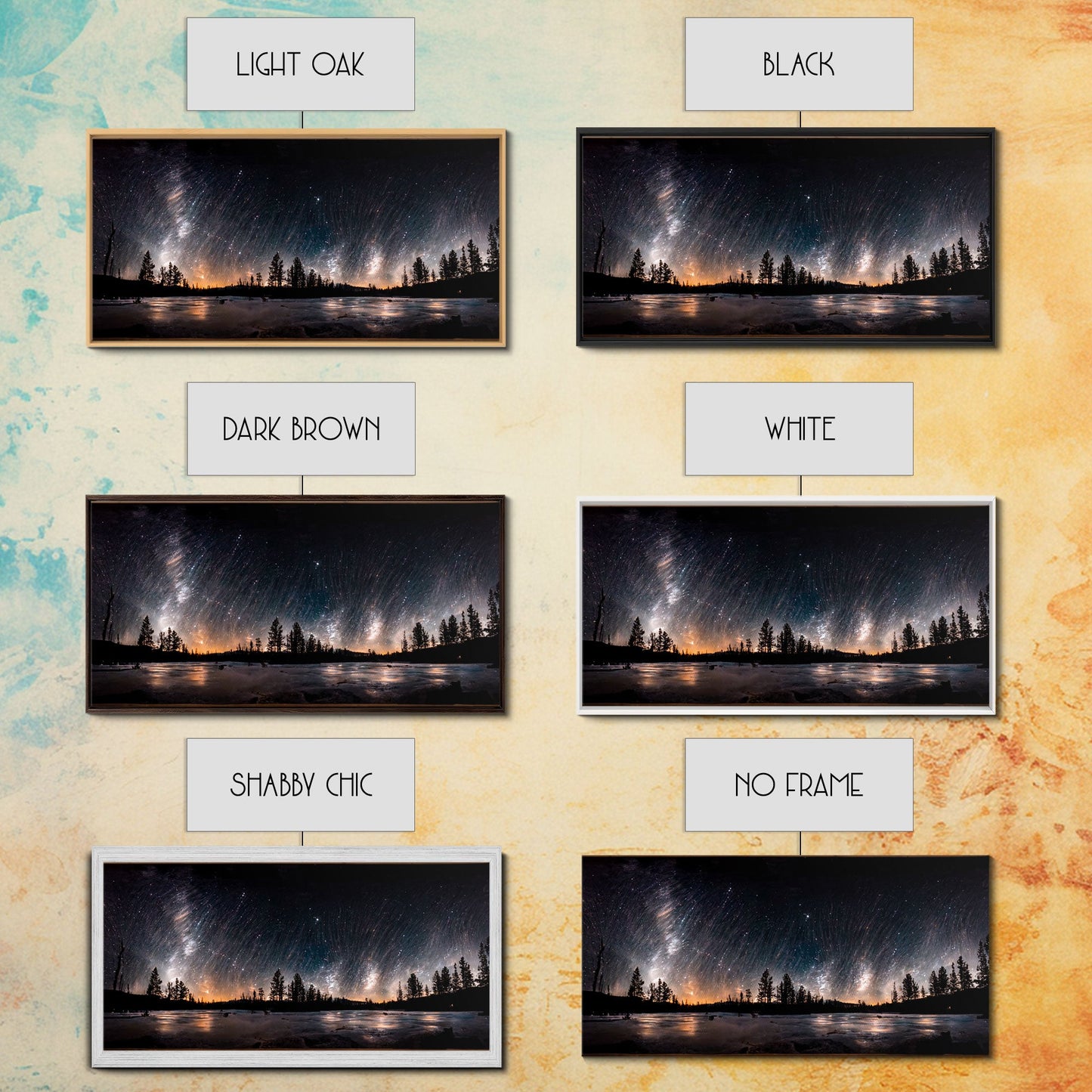 Canvas Wall Art Landscape Mountains Nature Painting Prints Minimalist Modern Home Artwork Decoration Night Sky With Stars