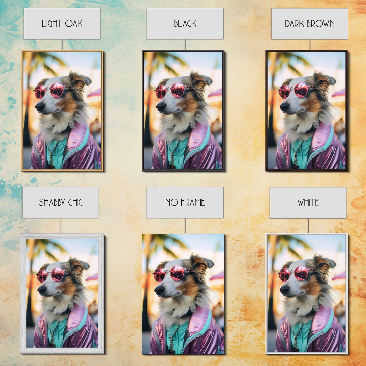 Border Collie Wall Print, Dog Wall Art, Dog With Shades, Pink Hoodie, Funny Art, Framed Wall Art, Framed Canvas, Wall Print, Wall Canvas