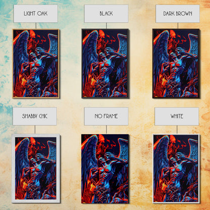 Gothic Angel, Horror Decor, Framed Canvas Print, Fallen Angel