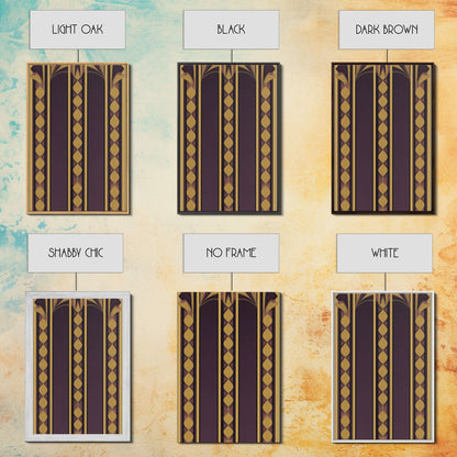 Art Deco Pattern Wall art, Framed Canvas Print, Art Deco, Canvas Wall art, Purple & gold art, Canvas wall art, Abstract art, Geometric art