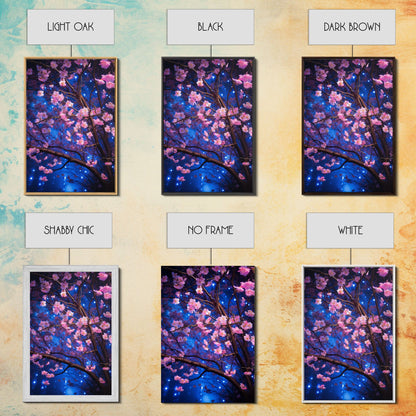 Cherry Blossom Art, Pink Flowers, Japanese Art, Sakura, Canvas Print, Wall Art, Vertical Art, Gift For Boss, Preppy Room Decor, Office Print