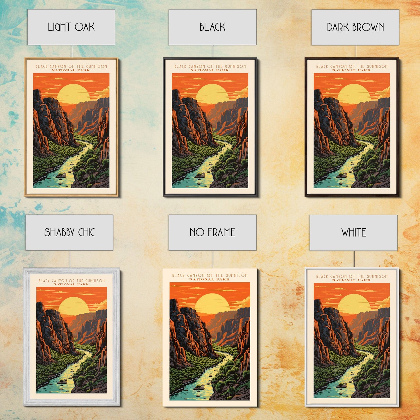 Black Canyon Of The Gunnison National Park Travel Poster Print, Canvas Print Wall Art, Colorado Travel Art, Midcentury Modern Travel Decor
