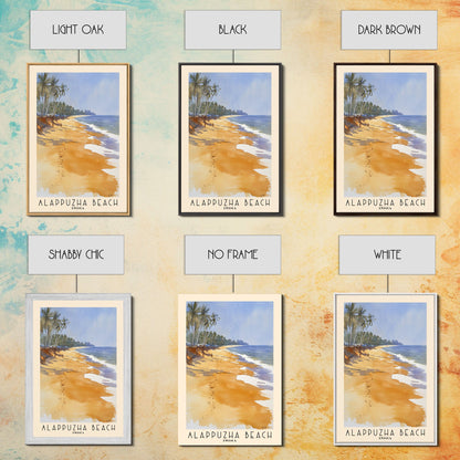 Alappuzha Beach, India Watercolor Print, Vacation Gift, India Wall Art, Beach Painting, Beach Decor, Large Wall Art, Wood Frame Art