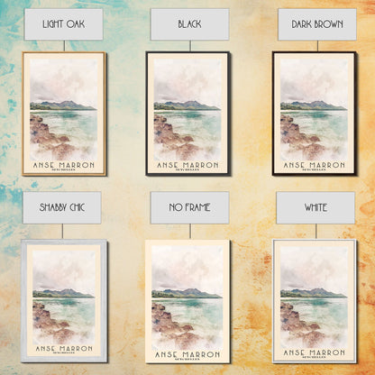 Anse Marron, Seychelles Watercolor Print, Vacation Gift, Seychelles Wall Art, Beach Painting, Beach Decor, Large Wall Art, Wood Frame Art