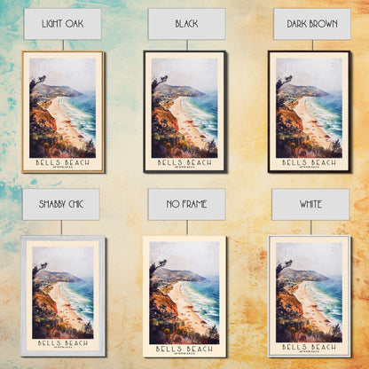 Bells Beach, Australia Watercolor Beach Print, Vacation Gift, Australia Wall Art, Framed Canvas Print, Framed Beach Painting