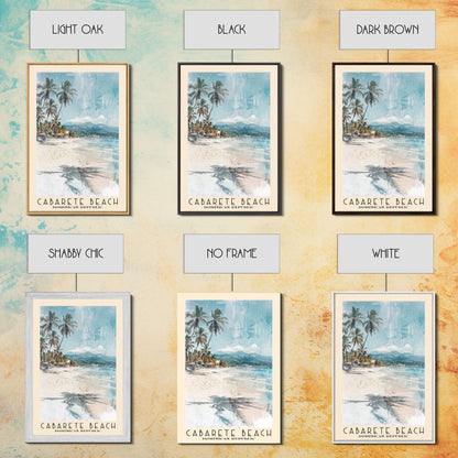 Cabarete Beach, Dominican Republic Watercolor Print, Vacation Gift, Dominican Republic Wall Art, Beach Painting, Beach Decor, Large Wall Art, Wood Frame Art
