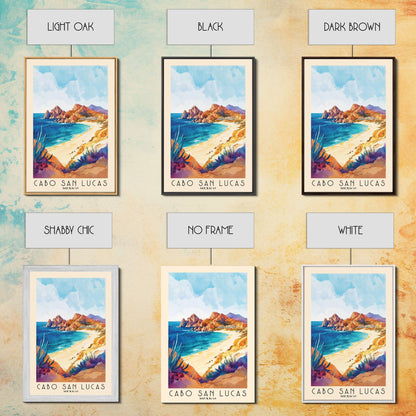 Cabo San Lucas, Mexico Watercolor Print, Vacation Gift, Mexico Wall Art, Beach Painting, Beach Decor, Large Wall Art, Wood Frame Art