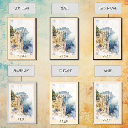 Capri, Italy Watercolor Beach Print, Vacation Gift, Italy Wall Art, Beach Painting, Beach Decor, Beach Painting