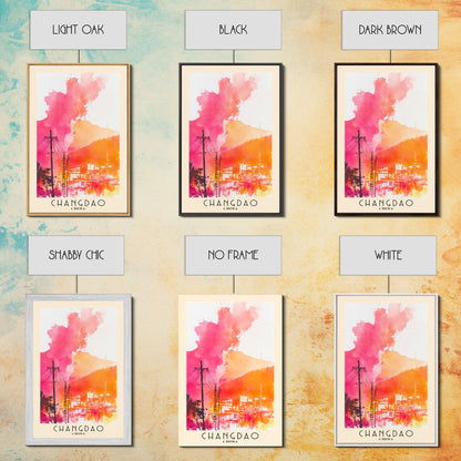 Changdao, China Watercolor Beach Print, Vacation Gift, China Wall Art, Beach Painting, Beach Decor, Beach Painting