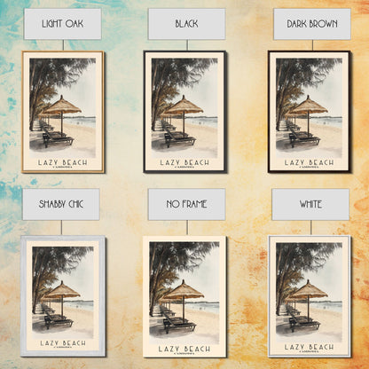 Lazy Beach, Cambodia Watercolor Beach Print, Vacation Gift, Cambodia Wall Art, Beach Painting, Beach Decor, Beach Painting