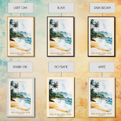 Parque Nacional Natural Tayrona, Colombia Watercolor Print, Vacation Gift, Colombia Wall Art, Beach Painting, Beach Decor, Large Wall Art, Wood Frame Art