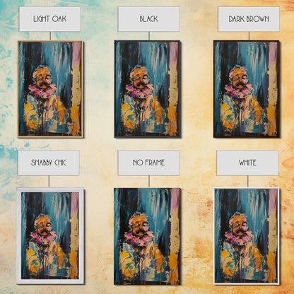 Halloween Ghost with Apple, Framed Canvas Print, Wall Art, Spooky Decor, Halloween Decoration, Living Room Art, Unique Gift