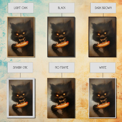 Halloween Werewolf Snarling, Framed Canvas Print, Wall Art, Home Decor, Spooky Art Monster Decor, Halloween Decor, Fantasy Art, Holiday Gift