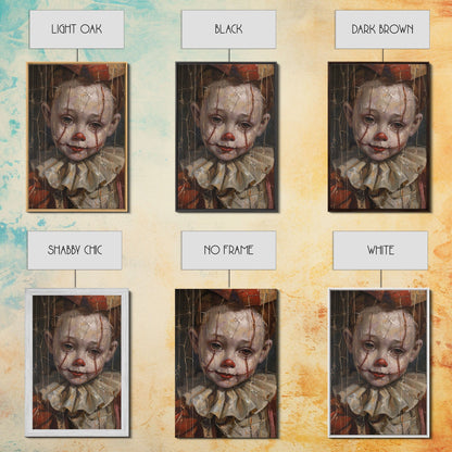 Haunting Clown with Cracked Face - Spooky Halloween Art Print - Creepy Home Decor - Scary Clown Wall Art - Perfect Halloween Decoration