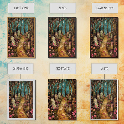 Haunted House in the Woods Framed Canvas Print, Spooky Wall Art, Halloween Haunted Mansion, Gothic Horror Decor, Framed Canvas Print