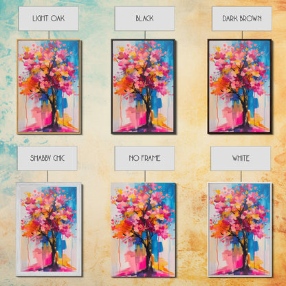 Blossom Tree in Bloom Framed Canvas Print - Nature Wall Art, Living Room Decor, Modern Artwork, Unique Floral Art for Bedroom and Office