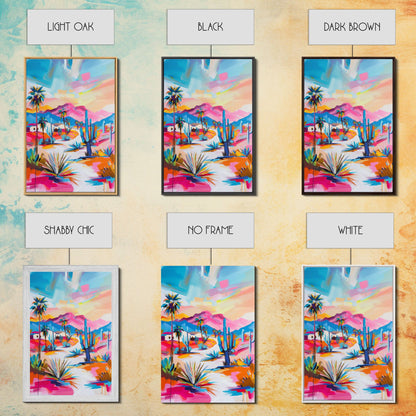 Colorful Desert Pathway Art - Framed Canvas Print, Southwestern Decor, Vibrant Living Room Wall Art, Modern Desert Landscape