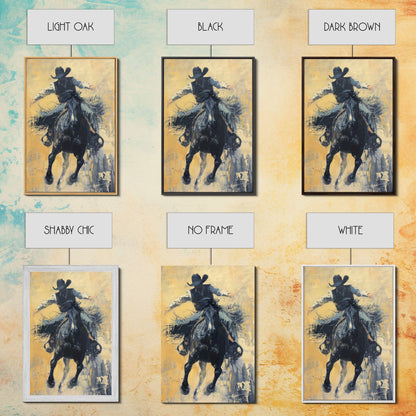 Bold Cowboy in Action Framed Canvas Print - Captivating Western Decor, Stunning Wall Art for Living Room, Bedroom